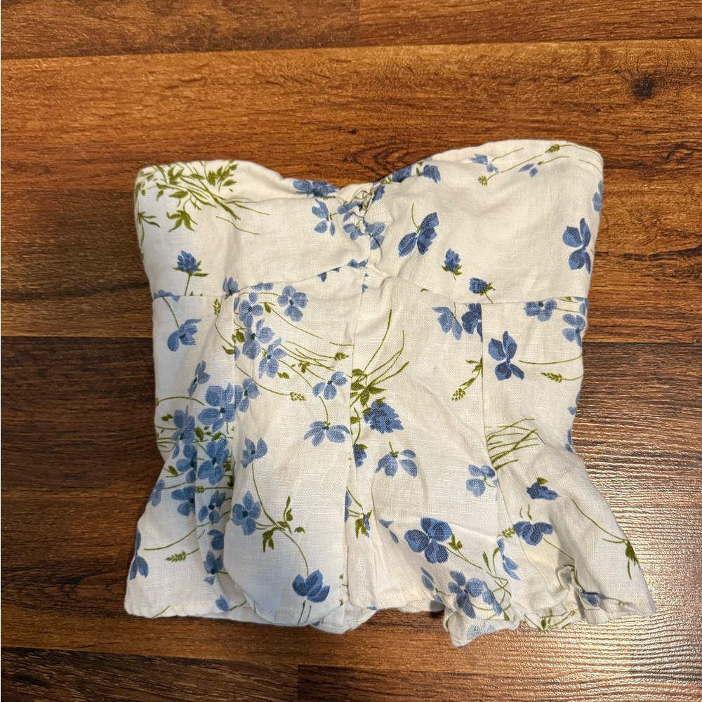 Reformation Blue Floral Bustier
